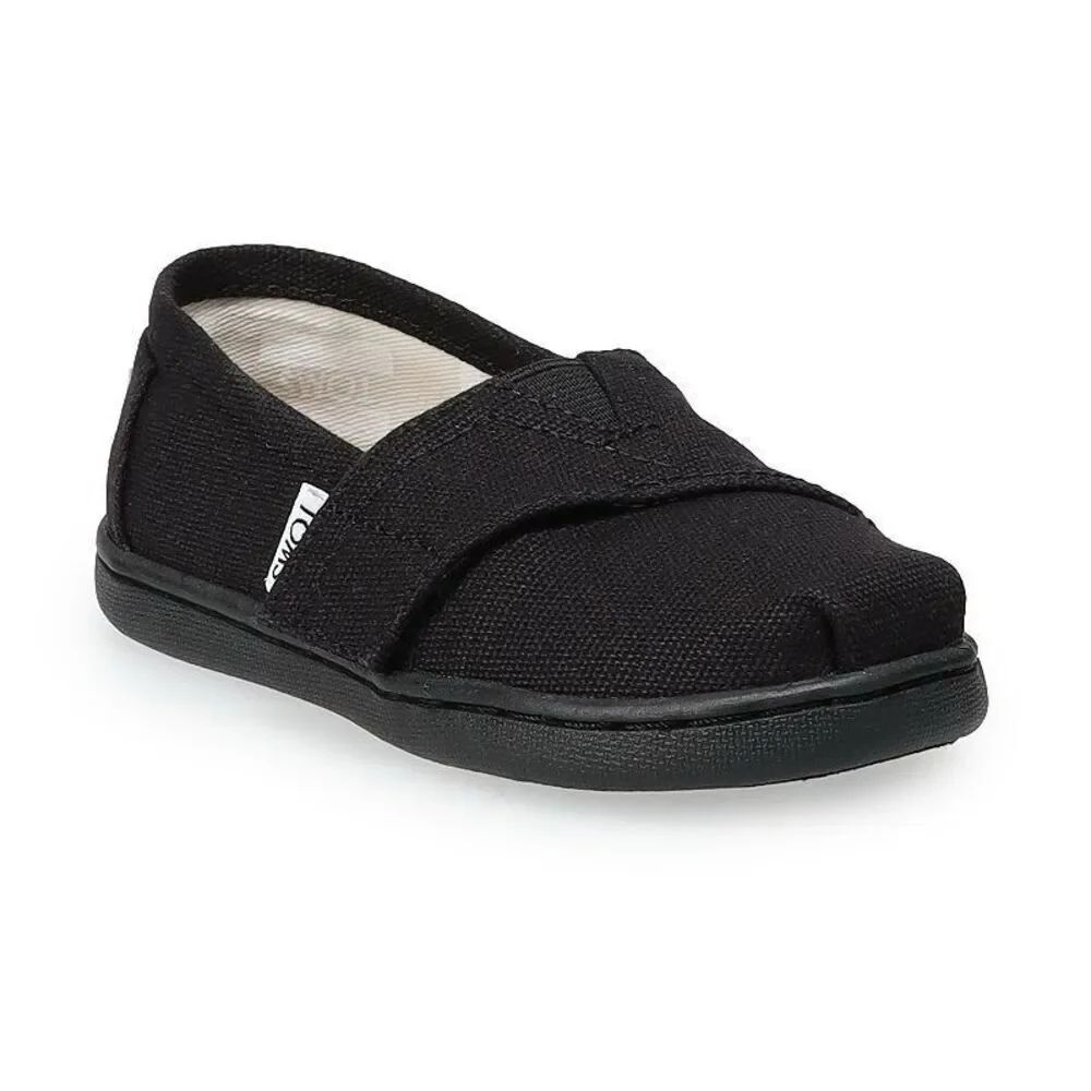 TOMS Alpargata Toddler Black Canvas Slip-On Shoes Size 5 Unisex